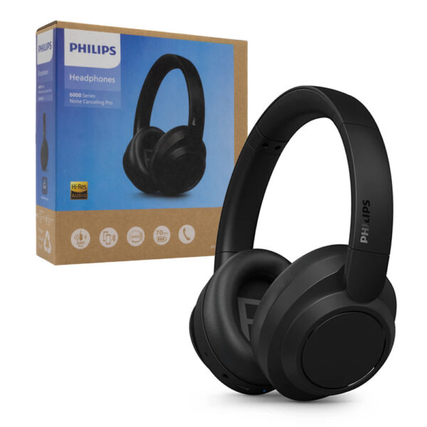 PHILIPS NAUSZNE SŁUCHAWKI BEZPRZEWODOWE 6000 series CZARNY TAH6509BK/00 4895229139688
