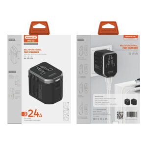 Somostel adapter zasilania cały świat 2x USB 2.4A QC3.0 czarny SMS-A22