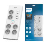 PRZEDŁUŻACZ SIECIOWY PHILIPS LISTWA ZASILAJĄCA PRZEPIĘCIOWA 6 GNIAZD + 5 USB 2M BIAŁA 16A SPN7060WA