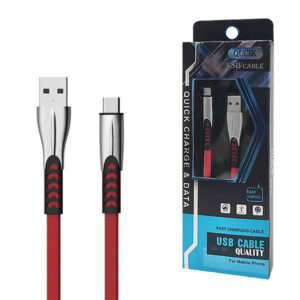 Ecobox Kabel wzmacniany USB - Typ-C 2.4A 1m Quick Charge QC3.0 Czerwony BW02