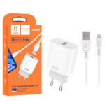 1_thickbox-1099.jpg Denmen Ładowarka sieciowa Do Iphone USB + kabel USB - Typ-C 3.6A 18W 1m Quick Charge QC3.0 Biały