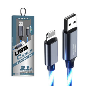 Somostel Kabel Led USB - Lightning 3.1A 30W 1.2m Quick Charge QC3.0 Niebieski SMS-BY01