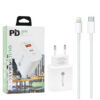 ECOBOX ŁADOWARKA SIECIOWA PAX 20W BIAŁY USB+TYP-C + KABEL TYP-C/LIGHTNING PD