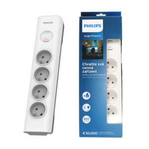 PRZEDŁUŻACZ SIECIOWY PHILIPS LISTWA ZASILAJĄCA PRZEPIĘCIOWA 4 GNIAZDA 2M BIAŁY 16A SPN7040WA/60