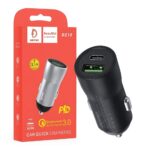 Denmen ładowarka samochodowa USB / USB-C 3.1A 18W QC PD czarny DZ10