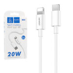 DENMEN KABEL USB-C PD TYP-C - LIGHTNING 20W 3,6A WZMACNINANY BIAŁY 2M D65