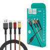 Denmen Kabel 3w1 D02 USB - Typ-c / microUSB / Lightning 2.4A 1.2m Wzmacniany D02E