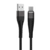 REDX KABEL USB TYP-C QC 3.0 CZARNY 2M QUICK CHARGE OPLOT WZMACNIANY REDX NYLON