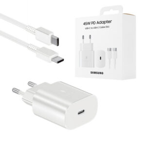 Samsung ładowarka sieciowa Typ-C + kabel Typ-C - Typ-C 5A 45W 1m PD PPS biały EP-TA845