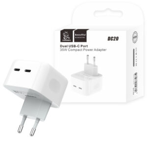 Denmen Ładowarka sieciowa 2x USB-C 35W Biały DC20