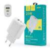 Denmen Ładowarka sieciowa USB+TYP-C 20W Power Delivery PD+QC3.0 Biały DC26