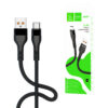 Denmen Kabel wzmacniany USB - Typ-C 2.4A 60W Czarny Oplot D60T-B