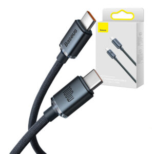 Baseus kabel USB-C - USB-C 5A 100W 1.2m QC PD czarny oplot CAJY0006 01