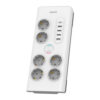 PRZEDŁUŻACZ SIECIOWY PHILIPS LISTWA ZASILAJĄCA BIAŁA 6 GNIAZDA SCHUKO + 5 USB 2M SPN7060WA/58