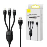 Baseus kabel Flash Series II USB - Typ-C / Lightning / Micro USB 100W 1.2m czarny oplot