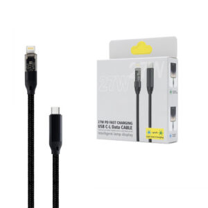ECOBOX KABEL SZYBKIEGO ŁADOWANIA USB PD TYP-C DO LIGHTNING 27W CZARNY USB3.0
