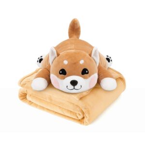 Trusty maskotka pluszak duży 3w1 poduszka z kocem Pies Shiba pomarańczowy TR-K01