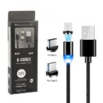 Ecobox Kabel 3w1 Magnetyczny 360 USB - Typ-c / microUSB / Lightning 2A 1m Czarny