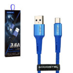 Somostel kabel Powerline USB - Typ-C 3.6A 40W 1m QC 3.0 niebieski SMS-BW06