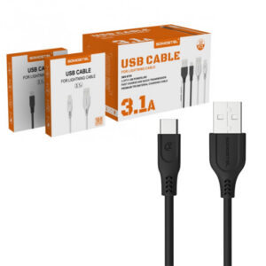 Somostel kabel USB - Typ-C 3.1A 30W 1m QC 3.0 czarny SMS-BT09