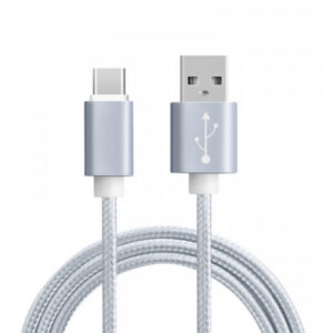 Economy Kabel USB - Typ-C 2A 1m Quick Charge QC3.0 Srebrny oplot