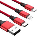 Redix Kabel 3w1 USB - Typ-c / microUSB / Lightning 3A 1m Czerwony
