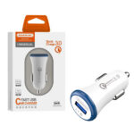 Somostel Ładowarka samochodowa USB + kabel USB - Lightning 3A Quick Charge QC3.0 Biały SMS-A46