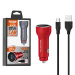 Somostel Ładowarka samochodowa 2XUSB + kabel USB - USB-C 5A 1m Quick Charge QC3.0 czerwony Aluminium SMS-A89