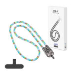 ECOBOX KABEL 240W TYP-C DO TYP-C SMYCZ NA SZYJE TĘCZA BIAŁA