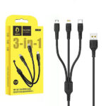 Denmen Kabel 3w1 USB - Typ-c / microUSB / Lightning 2.4A 1m Quick Charge QC3.0 Czarny