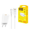 Denmen Ładowarka sieciowa DC01 USB + kabel USB - Typ-C 2.4A 12W 1m Biały
