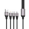 Somostel kabel 3w1 wzmacniany RGB LED USB - Typ-C / Lightning / Micro USB 3.1A 1.2m czarny SMS-BW23