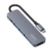Somostel Adapter host 3xUSB+TYP-C+HDMI + kabel Typ-C - Typ-C 60W Srebrny SMS-BZ08