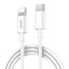 DENMEN KABEL USB-C PD TYP-C - LIGHTNING 20W 3,6A WZMACNINANY BIAŁY 2M D65