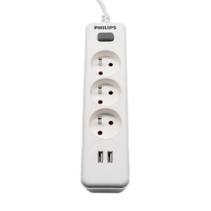 PRZEDŁUŻACZ SIECIOWY PHILIPS LISTWA ZASILAJĄCA PRZEPIĘCIOWA BIAŁA 3 GNIAZDA 2XUSB 2M SPN3032WA/60