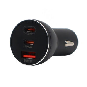 Ecobox Ładowarka samochodowa USB / 2x Typ-C 78W QC PD Czarny D18