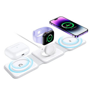 Ecobox ładowarka bezprzewodowa indukcyjna MagSafe 3w1 15W biały