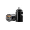 Denmen ładowarka samochodowa USB / Typ-C 30W QC PD czarny DZ19