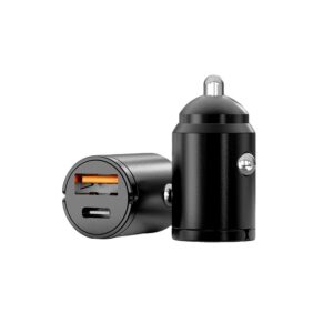 Denmen ładowarka samochodowa USB / Typ-C 30W QC PD czarny DZ19