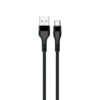Denmen Kabel wzmacniany USB - Typ-C 2.4A 60W Czarny Oplot D60T-B