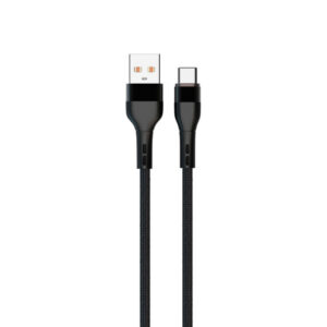 Denmen Kabel wzmacniany USB - Typ-C 2.4A 60W Czarny Oplot D60T-B