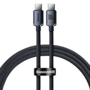 Baseus kabel USB-C - USB-C 5A 100W 1.2m QC PD czarny oplot CAJY0006 01