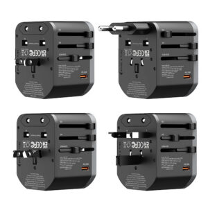 Somostel adapter zasilania cały świat 2x USB / Typ-C 20W QC PD czarny SMS-Q43