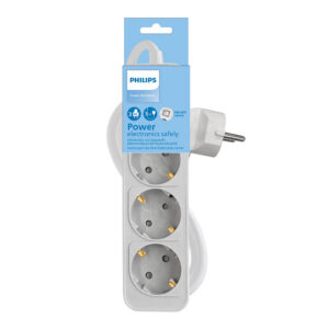 PRZEDŁUŻACZ SIECIOWY PHILIPS LISTWA ZASILAJĄCA BIAŁA 3 GNIAZDA SCHUKO 1,5M CHP2134W/58