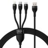 Baseus kabel Flash Series II USB - Typ-C / Lightning / Micro USB 100W 1.2m czarny oplot
