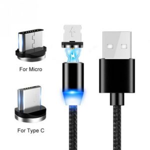 Ecobox Kabel 3w1 Magnetyczny 360 USB - Typ-c / microUSB / Lightning 2A 1m Czarny