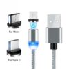 Ecobox Kabel 3w1 Magnetyczny 360 USB - Typ-c / microUSB / Lightning 2A 1m Srebrny