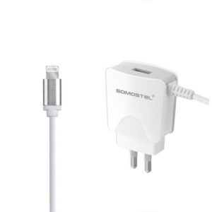 ŁADOWARKA SIECIOWA 2A KABEL IPHONE BIAŁA SOMOSTEL 2100mA SMS-A03