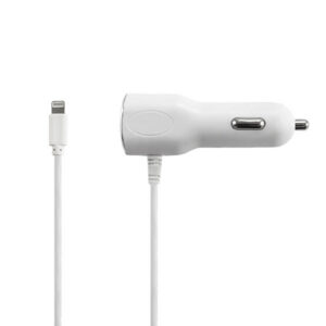 Ecobox Ładowarka samochodowa Do Iphone USB + kabel Lightning 2A Biały