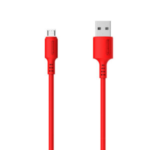 SOMOSTEL KABEL USB MICRO 3A CZERWONY 1.2M POWERLINE SMS-BP06 MACARON